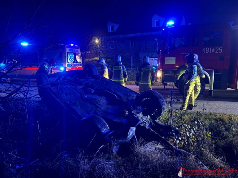 BMW dachowało po zderzeniu z drzewem – młoda kobieta hospitalizowana